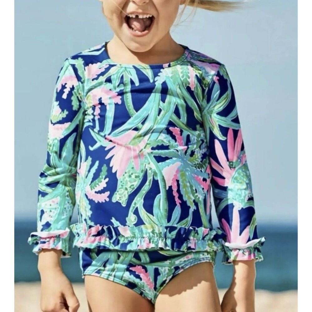 Lilly Pulitzer Margo UPF 50 Rashguard 2-piece Set Macaw Blue Sweet Escape Girl 2